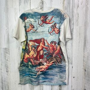 Rebel Vengeance Cream "The Triumph of Galatea" AOP Back Tshirt Sz M NWT